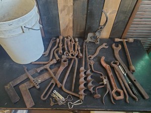 Collection of Rusty, Vintage, and Antique Hand Tools  Keys