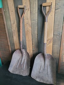 2 vintage Wood Handle Scoop Shovels