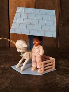Cute Vintage Working Lamb and Boy Nightlight