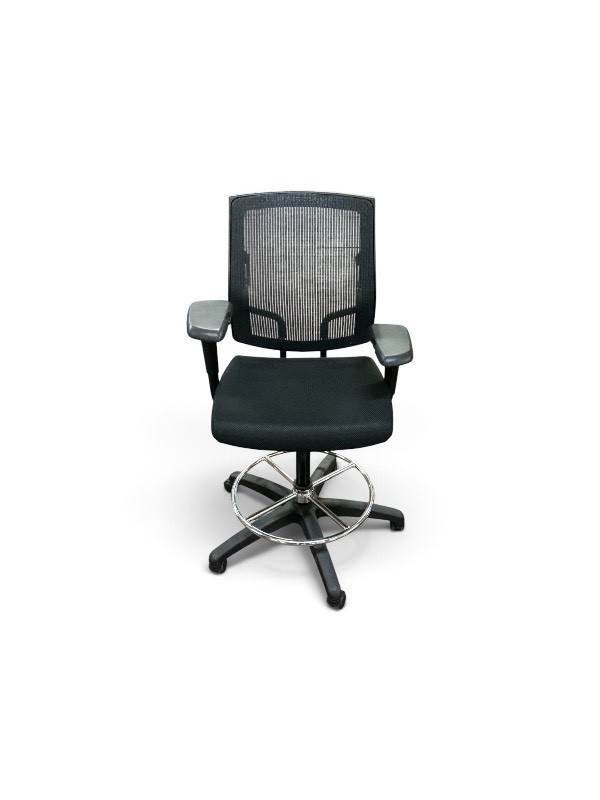 Sit On It Black Mesh-Back Drafting Stool