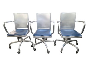 Set of 3 Emeco Hudson Swivel Armchairs Retail Price $2200