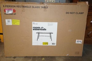 Room Essentials 6-Person Rectangle Glass Top Table