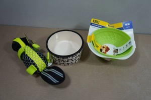 Dog Food Bowls and Toy