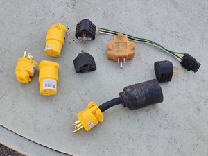 Lot of Electrical Adapters and Connectors Including Yellow and Black Plugs