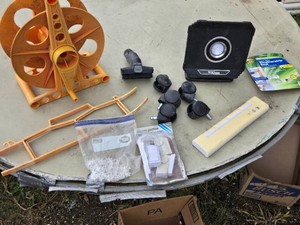 Hyper Tough LED Work Light (untested), Extension Cord Reel, Shark Vacuum Attachment and More Garage Items