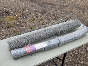 Yardgard 3 ft x 25 ft Chicken Wire Fence Roll and Opened Roll