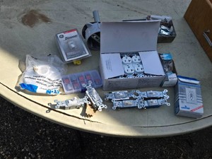 Lot of Electrical Components including Leviton Light Switches, GE Dimmer, and Receptacles
