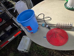 Deluxe Heated Hen Hydrator (missing heating element) and API Heated Poultry Fount