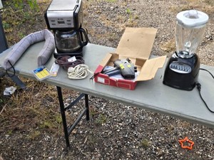 Coffee Maker, Blender, and Label Gun Set including Mr. Coffee 12-Cup Programmable Coffee Maker, Oster Blender Model BLSTMG-C, and Monarch 1151 Pricing Gun