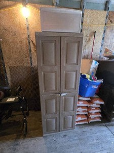 Plastic Storage Cabinet with Shelf and Single Plastic Storage Drawer