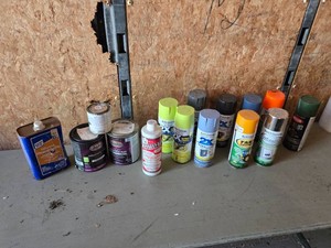 Variety of Paint and Finishing Supplies Including Klean Strip Odorless Mineral Spirits and Rust-Oleum Sprays - Most partials