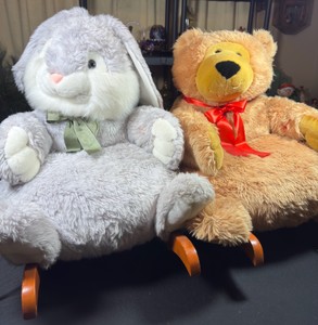 Chrisha Playful Plush Rocking Bunny & Bear Chair. 2 Chairs that your 9 grandkids can fight over