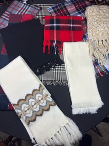 Scarf lot of 9 Wool & Wool adjacent new & slightly used scarves to get you ready for the Ice Age coming