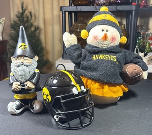 Iowa Hawkeyes Home Decor lot of 3. Scentsy - Gnome - Snowman