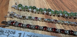 Sterling Silver Gemstone Tennis Bracelet lot of 3  925 stamp 46.4 grams