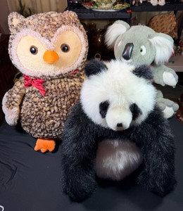 Lot of 3 Large Plushes Owl, Panda, Koala