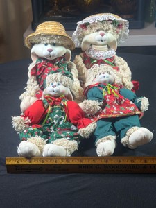 Lot of 4 House of Lloyd Christmas Around the World Bunny Shelf Sitters3 have tags still attached one doesnt pretty good condition no cracks crazing