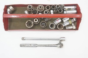 12 drive sockets and ratchet with extension