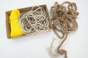3 lengths of rope yellow nylon is new, gray nylon, hemp rope lengths are unknown