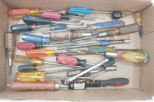 large assortment of screw drivers