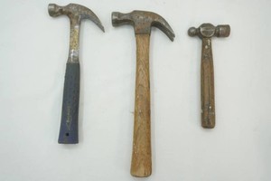2 claw hammers, small ball peen hammer