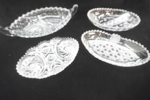4 beautiful cut glass relish dishes