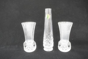 2 vintage Fostoria clear lead crystal bud vases in the Melissa pattern, Waterford bud vase