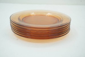 set of 6 Fostoria Pioneer Amber line Amber transparent glass plates
