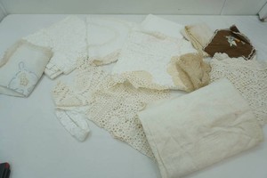 variety of nice lace tables runners, table cloths, doilies