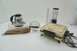 coffee server, mixer, food processor, electric waffle maker, bamboo kitchen tools, paper towel stand