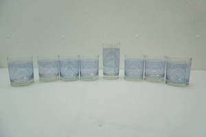 clear glass tumblers with fine blue strips