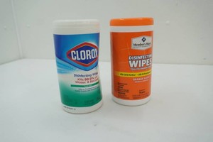 2 new disinfecting wipes containers