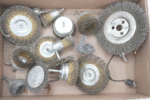 group of brass and steel wire wheel brushes