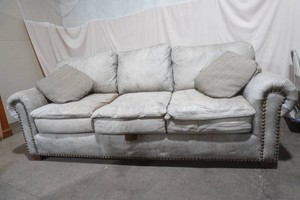 Creative Leather Company sofa - this is a solid leather sofa with no rips or tears but has some fading that adds character, all cushions are removable and measure 90 wide