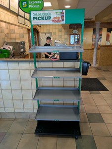 METAL ONLINE ORDER PICKUP RACK ON WHEELS