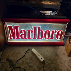 Marlboro Lighted Advertising Sign with Red Lettering