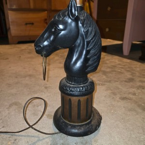Vintage Crown Creative Industries Horse Head Table Lamp with Drum Shade - Untested