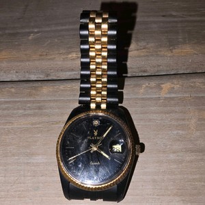 Vintage Playboy Mens Two-Tone Quartz Wristwatch with Blue Dial