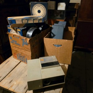 Vintage Airequipt 420 Slide Projector & Slide Storage Accessories Lot