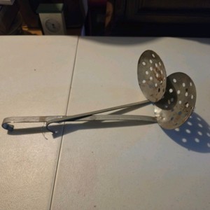 Pair of Vintage Metal Ice Fishing Skimmers  Slush Scoops