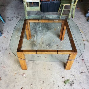 Vintage Custom Modern Glass Coffee Table  Mid Century Style