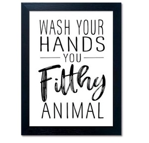 Wash Your Hands Framed Bathroom Wall Art $49.99 Retail - Brand New