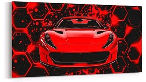 Red Sports Car Framed Canvas Wall Art $34.99 Retail - Brand New