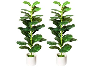 Plantsworld 35-Inch Artificial Fiddle Leaf Fig Trees 2-Pack $43.99 Retail - Brand New