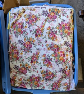 Assorted Quilting and Craft Fabric in Blue Storage Tote