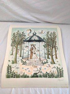 Raymond Peynet Le Kiosque de Valence The Lovers in the Kiosk Artwork  Pencil Signed & Numbered 127375, Publisher Blindstamp (MSRP $200-300)