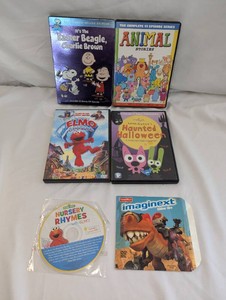 Childrens DVD Lot  Peanuts, Elmo, Animal Stories & More