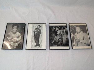 Four Black & White Jazz Musician Postcards Framed