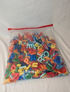 Bag of Colorful Fridge Magnets, Plastic Letters & Numbers