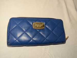 Blue Quilted Michael Kors Zip Wallet